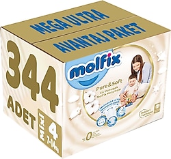 Molfix Pure&Soft 4 Numara Maxi 86'lı 4 Adet Bebek Bezi