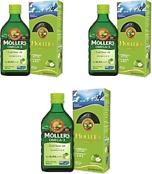 Möllers Omega 3 Elma Aromalı Balık Yağı 250 ml Şurup 3'lü