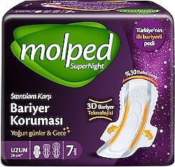 Molped SuperNight Yoğun Günler & Gece Uzun Hijyenik Ped 7'li