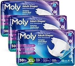 Moly Belbantlı Ekstra Büyük Boy XL 30'lu 3 Adet Hasta Bezi
