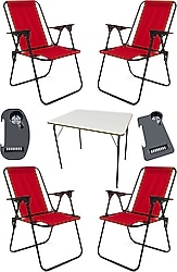 Moniev Litea 50x70 cm 4 Kişilik MDF Kamp Masa Sandalye Takımı