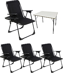 Moniev Natura 50x70 cm 4 Kişilik Ahşap Kamp Masa Sandalye Takımı
