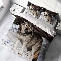 Monohome Snowwolf 3D Pamuk Saten Çift Kişilik Nevresim Takımı