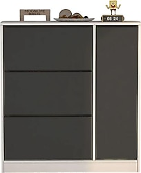 Moonlife Milano Antrasit Dolaplı 3 Düşer Kapaklı Ayakkabılık