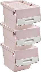 Motek Pembe Beyaz 3x33 lt Tekerlekli Organizer