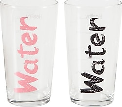 Mudo Home Water Siyah-Pembe 570 ml 2'li Su Bardağı