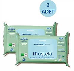 Mustela Kompost Edilebilir 60 Yaprak 2'li Paket Islak Mendil
