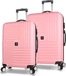 My Valice Puzzle ABS Pembe Orta + Büyük 2'li Valiz Seti
