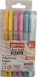 Mynote Line Ball 6'lı Pastel Tükenmez Kalem