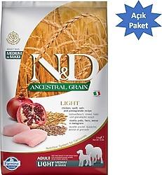 N&D Düşük Tahıllı Light Tavuklu ve Narlı 1 kg Orta ve Büyük Irk Yetişkin Köpek Maması - Açık Paket