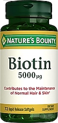 Nature's Bounty Biotin 5000 mg 72 Kapsül