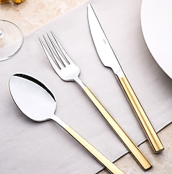 Nehir Dalyan Altın Sade Deri Kutulu 89 Parça 12 Kişilik Çatal Kaşık Bıçak Takımı