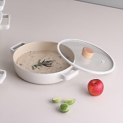 Neoflam Fika Bej Cam Kapaklı Alüminyum Sahan 22 cm