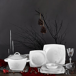 Neva N3081 Yasmin Fine Bone 60 Parça 12 Kişilik Kare Yemek Takımı