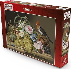 Nova Puzzle Çiçek Meyve ve Kuş Natürmort Puzzle 1000 Parça 41149