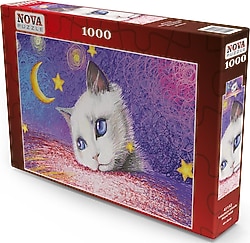 Nova Puzzle Yıldızların Altında Beyaz Kedi Puzzle 1000 Parça 41152