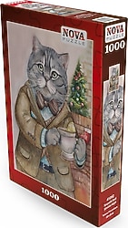 Nova Puzzle Sosyetik Kedi Şömine Keyfi Puzzle 1000 Parça 41092