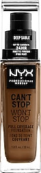 NYX Professional Makeup Can't Stop Won't Stop Full Coverage 18 Deep Sable 30 ml Likit Fondöten