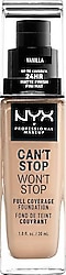 NYX Professional Makeup Can't Stop Won't Stop Full Coverage 06 Vanilla 30 ml Likit Fondöten