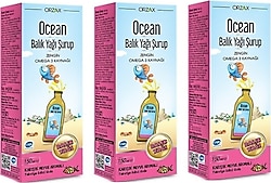 Ocean Karışık Meyve Aromalı Balık Yağı 150 ml Şurup 3'lü