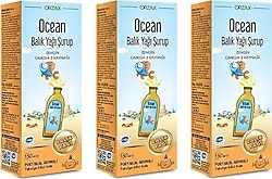 Ocean Portakal Aromalı Balık Yağı 150 ml Şurup 3'lü