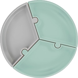 OİOİ Puzzle Vakum Tabanlı Silikon Tabak Nehir Yeşili-Gri