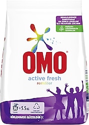 Omo Active Fresh Renkliler 5.5 kg 36 Yıkama Renkliler için Toz Deterjan