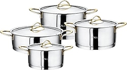 OMS 1012 Silindir 8 Parça Tencere Seti Gold