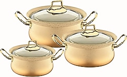 OMS 3047 Granit 6 Parça Bakraç Set Krem