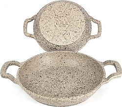 OMS 3729 Bej 18-20 cm 2'li Granit Döküm Sahan Seti