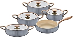 OMS Allure Pure Ceramic Bio Granit 12002 9 Parça Tava Tencere Seti