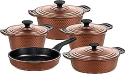 OMS Triana 3537 9 Parça Bronz Granit Döküm Tencere Seti