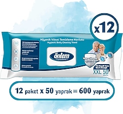 Önlem XXL 50'li 12 Adet Vücut Temizleme Havlusu