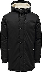 Only & Sons Alexander 22025690 Kapüşonlu Siyah Erkek Parka