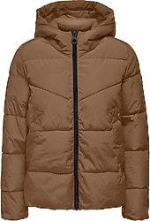 Only 15300257 Kapüşonlu Kahverengi Kadın Şişme Mont