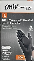 Only Evo Beyond Glove Büyük Siyah 100'lü Nitril Muayene Eldiveni