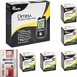 Optima Şeker Ölçüm Cihazı + 50'li 5 Kutu Ölçüm Stribi + 100 Adet Lanset