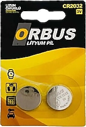 Orbus CR2032 3V 2'li Lityum Düğme Pil