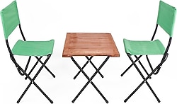 Orcamp OUT-2080 55x42 cm 2 Kişilik Ahşap Kamp Masa Sandalye Takımı