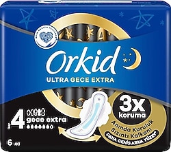 Orkid Ultra Gece Extra Boy 4 Hijyenik Ped 6'lı