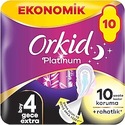 Orkid Platinum Gece Ekstra 10'lu Hijyenik Ped