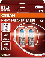 Osram Night Breaker Laser H3 64151NL 55 W 2'li Oto Ampul