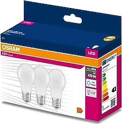 Osram Value Beyaz Işık 4.9 W-40 W E27 3'lü LED Ampul