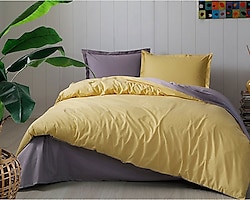 Özdilek Colormix Ranforce Antrasit Hardal Çift Kişilik Nevresim Takımı