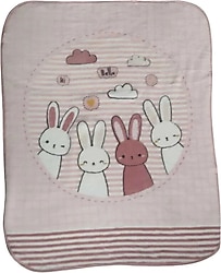 Özdilek Hello Rabbit 100x120 cm Pembe Bebek Battaniyesi