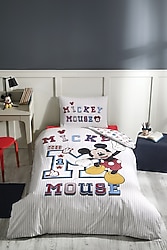 Özdilek Mickey Mouse College Lastikli Çarşaflı Tek Kişilik Nevresim Takımı
