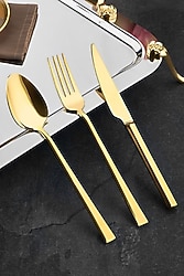 Özlife Hüma Titanyum Gold 36 Parça 6 Kişilik Çatal Kaşık Bıçak Takımı