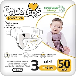 Paddlers Protection 3 Numara Midi 50'li Bebek Bezi