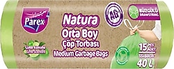 Parex Natura Büzgülü Orta Boy Çöp Poşeti 15'li