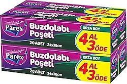 Parex Orta Boy Buzdolabı Poşeti 4x20'li